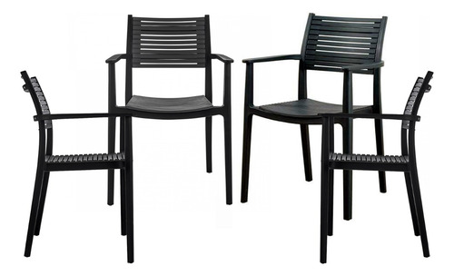 Sillas De Exterior Jardín Praga Boxbit · Set De X4 Unidades Estructura De La Silla Negro