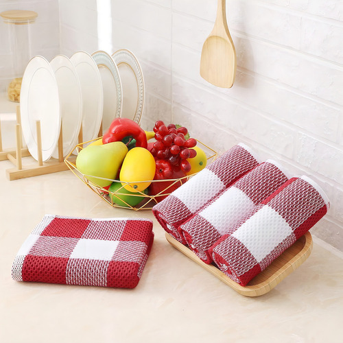 Homaxy - Paños De Cocina De 100% Algodón De Punto Gofre Color Rojo Y Blanco