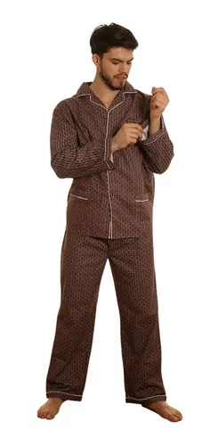 Pijama Hombre Franela Frizado Abotonado Algodon Abrigado