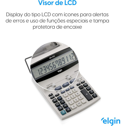 Calculadora De Mesa Com Bobina 12 Dígitos Ma-5121 Elgin