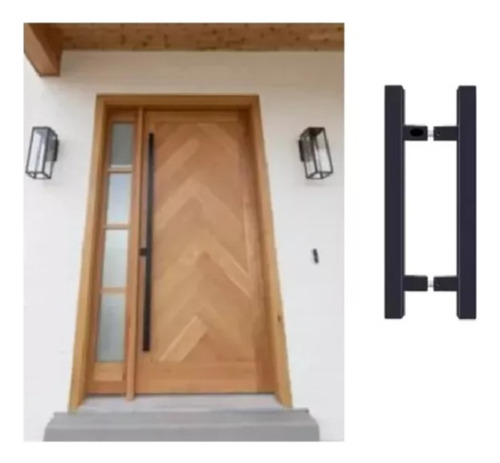 Jaladera Cuadrada Negra Inoxidable Tipo H 150 Cm Para Puerta