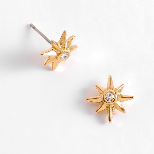 Arete Sol Nuevo 4 Baños De Oro 18 K Joyería Nice Pendientes (Usado)