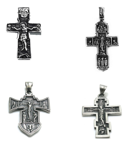 Colar Crucifixo Ortodoxo Russo Jesus Ortodoxa Proteção Aço
