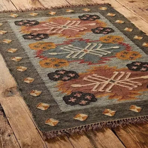 Alfombra Kilim De Lana Hecha A Mano, Multicolor, Navajo Kil.