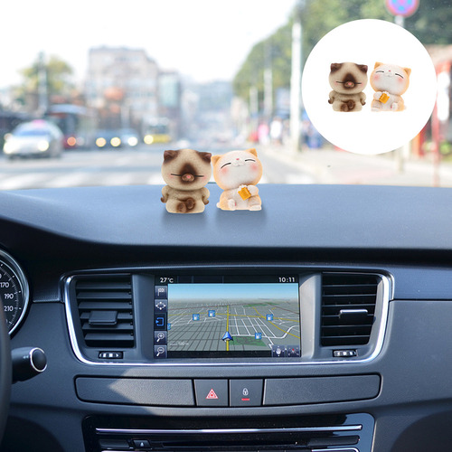 Nuevo Puzle De Adornos Para Gatos Car Toys, 2 Unidades