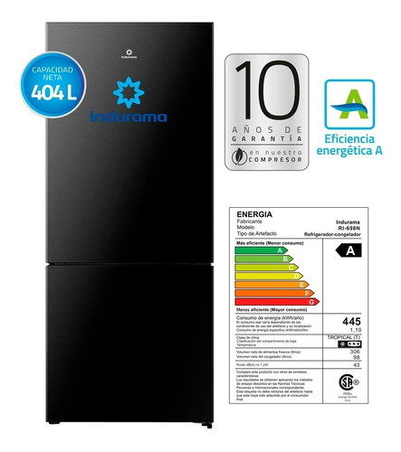 Refrigeradora Indurama Ri-698n Negra No Frost 404 L