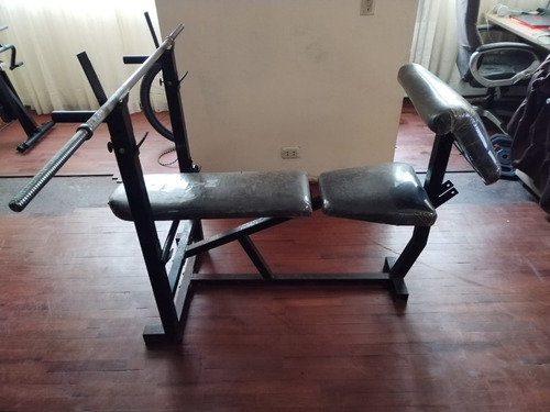 Imagen 4 de 4 de Press Banca + Predicador + 2 Niveles + Barra Recta + 40kg