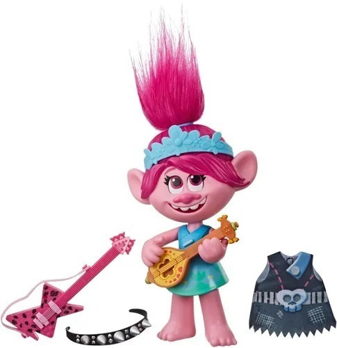 Imagen 2 de 3 de Trolls Musical Poppy Con Guitarra World Tour Rock Hasbro
