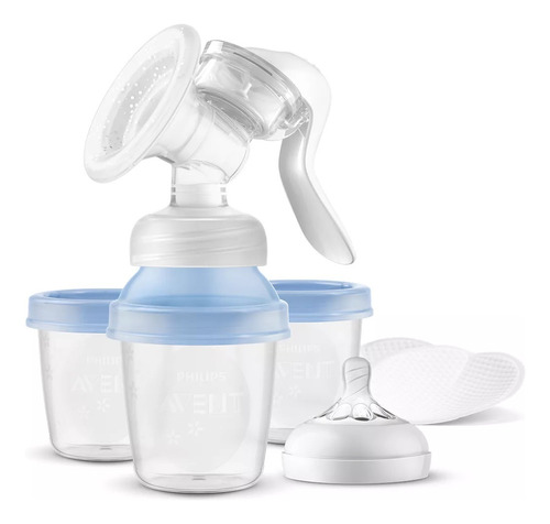 Extractor De Leche Manual Avent + 3 Vasos Libre Bpa