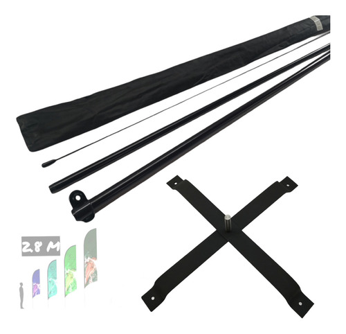 Asta De Bandera 2.8m+ Base Estructura Cruceta+ Pivote