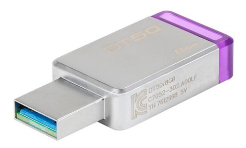 Memoria USB Kingston DataTraveler 50 DT50 8GB 3.1 Gen 1 plateado y violeta