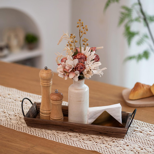 Bandeja De Velas De Madera Larga Y Larga: Centro De Mesa Rús