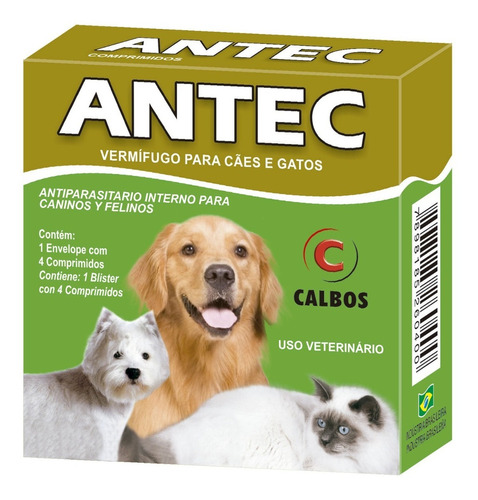 Antec - Vermífugo P/ Cães E Gatos - Calbos - Caixa Com 4 Un