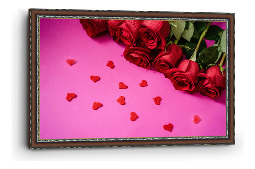 Cuadro Canvas Marco Clásico Rosas De San Valentin 90x140cm
