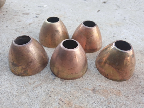 5 Antiguas Campanas Para Griferia En Bronce 5,8cm Diam.