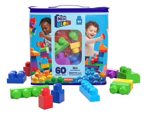 Mega Bloks Bolsa De Construcción 60 Piezas Versión Azul