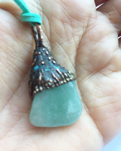 Imagen 1 de 3 de Collar De Cuarzo Verde, Signo De Libra, Chakra Del Corazon