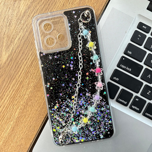 Funda Tpu Brillito Con Cadena Estrellitas Para Moto G84