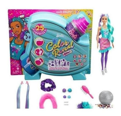 Mattel Boneca Barbie Color Reveal Penteados De Festa Verde Mattel