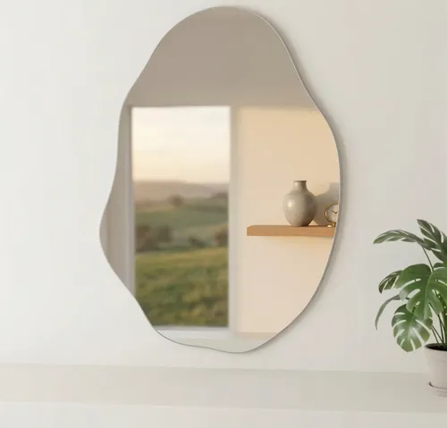 Espelho Orgânico 70x50 Cm  Lapidado Moderno Branco