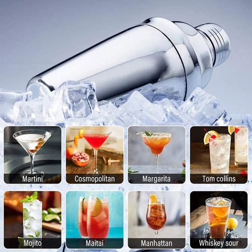 Coqueteleira Profissional Aço Inox 550ml Completa 5 Peças