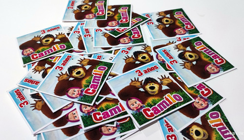 Stickers Masha Y El Oso Autoadhesivos Personalizados X30u