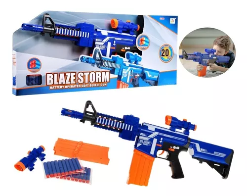 Metrahadora Blaze Storm, estilo Nerf Automática, elétrica, magazine, Soft  Bullet 20 dardos