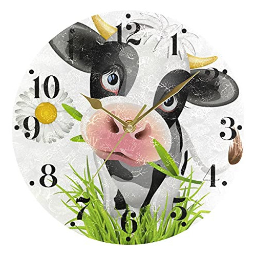 Reloj De Pared De Vaca Holstein Linda, Reloj Redondo Si...