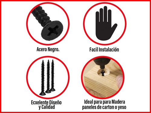 Tornillo Autoperforante 3,5 X 50 X 4000 Unid Eurohard Negro