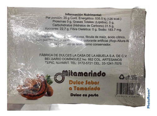 Dulce Tamarindo Mitamarindo Tipo Maruchan 12 Pzas 500 G