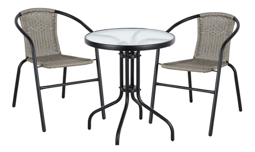 Set Juego De Jardin Patio Balcon 3 Piezas Rattan Bistro