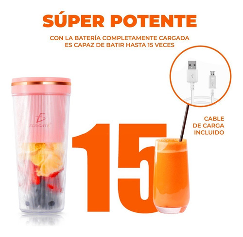 Vaso Licuadora Portatil De 300 Ml Recargable Ele-gate Hog.08