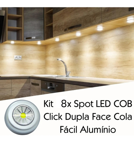 8x Spot Led Cob Cola Armário Guarda Roupa Cama Móvel C/