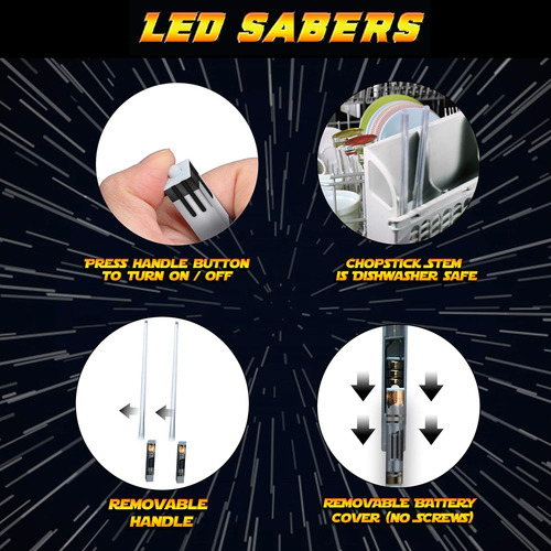 Lightsaber Chopsticks Light Up Star Wars Led Glowing 4 Pairs