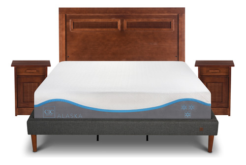 Cama Europea Curve Alaska King + Set Milan Caramel