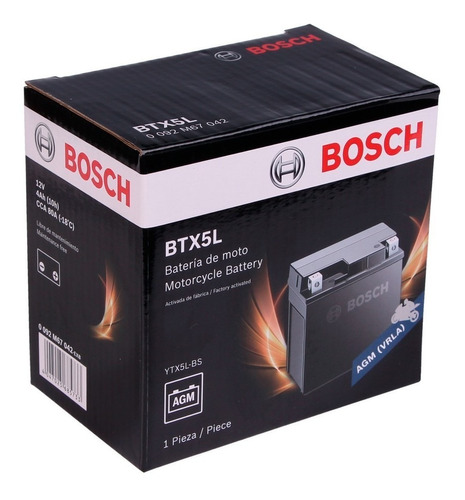 Bateria Moto Bosch Btx5l Ytx5l-bs Honda Cg 125 Fan