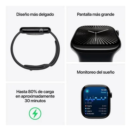 Apple Watch Series 10 (gps, 46mm) - Correa Loop Negro Deportiva Negro Negro (Reacondicionado)