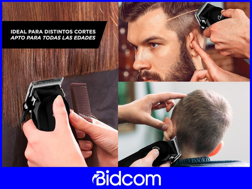 Maquina Cortar Pelo Profesional Peluqueria Recargable + Kit Color Negro