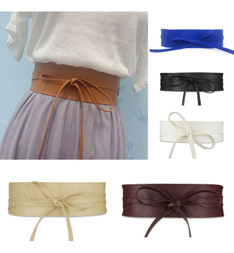 Vestido Elástico Ancho Con Cinturón De Cintura A Juego Para