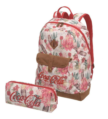 Kit Escolar Mochila Costas Coca Cola Desert Com Estojo