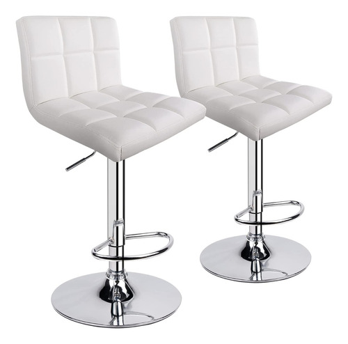 Set X2 Silla Bar Espaldar Acolchado Blanca