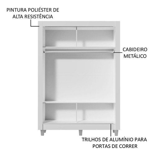 Ropero Closet Madesa Denver 2 Puertas Con 1 Espejo Bm 03 Color Blanco/Marrón