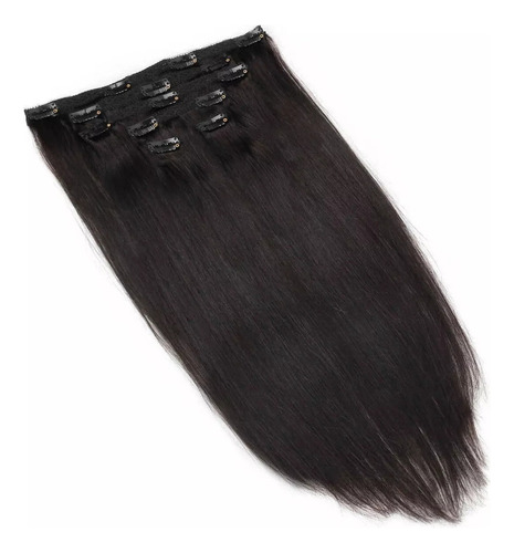 Clip Tic Tac Em Cabelo Natural Humano Preto 40cm 70g 6 Peças
