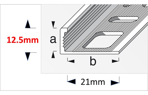 20 Perfiles De Aluminio Angular (altura 12.5mm) Piso Y Pared
