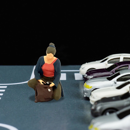 1:64 Diorama Deportes Figura La La Mujer En Cuclillas Azul