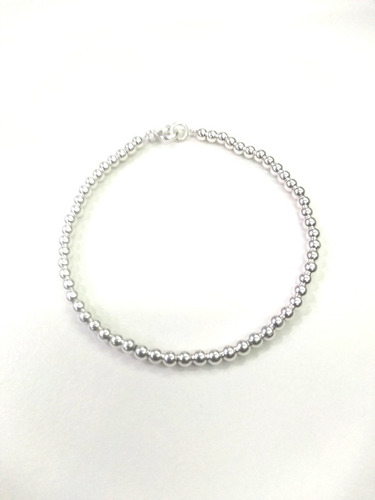 Pulsera De Bolitas De 3 Mm Plata