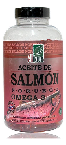 Aceite De Salmón Noruego Omega 3, 320 Capsulas All Nature.