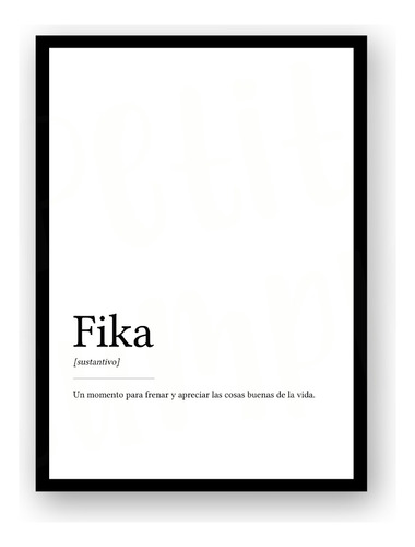 Poster Imprimible Fika Definicion Poster Decorativo Fika