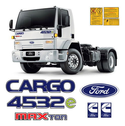 Kit Adesivo Emblema Caminhão Ford Cargo 4532e Maxton Cummins
