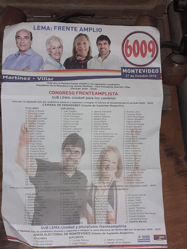 Elecciones Nacionales 2019 Lista 6009 Frente Amplio